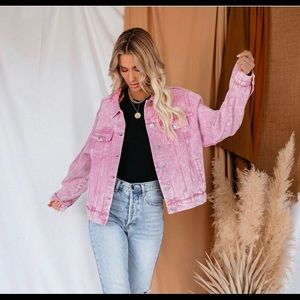 Pink vintage look jean jacket